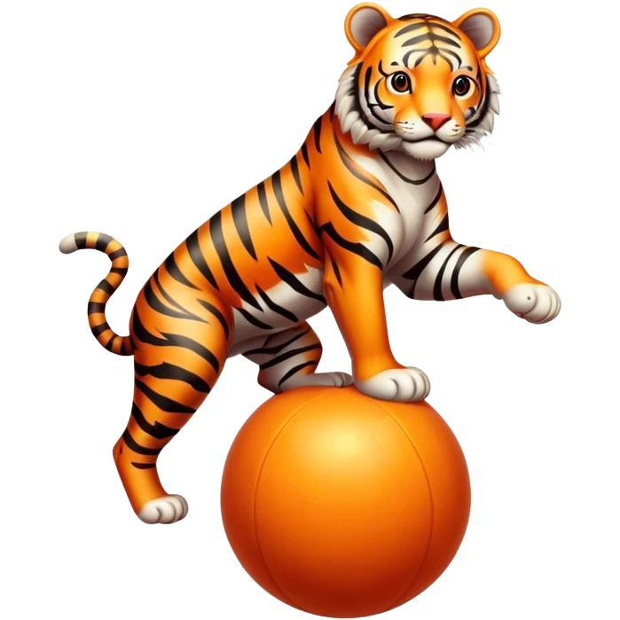 Vintage circus tiger on ball emoji