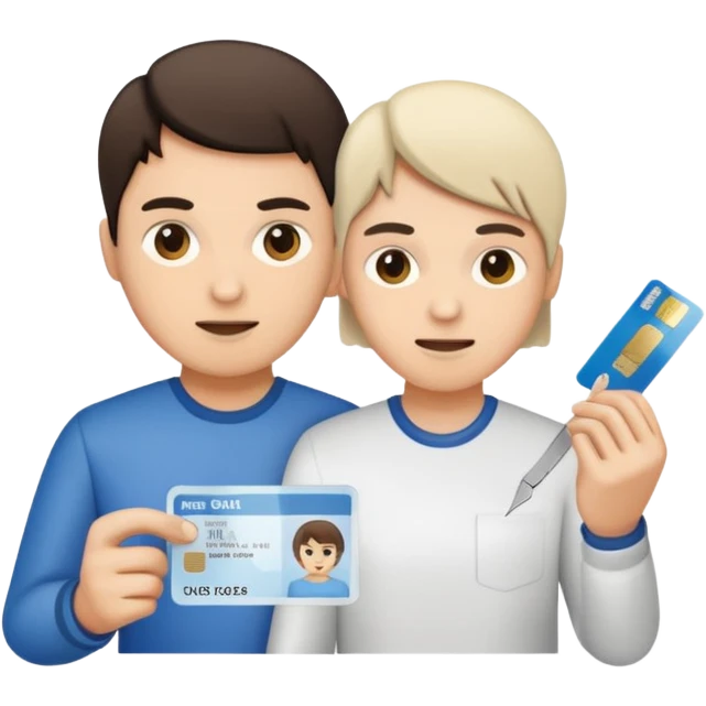 Scissors cutting an ID card in 2 halfs.hyper realistic emoji
