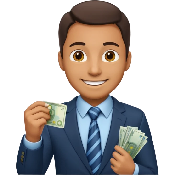 AN UNCLE with a tie in business clothes and with euro money
 emoji