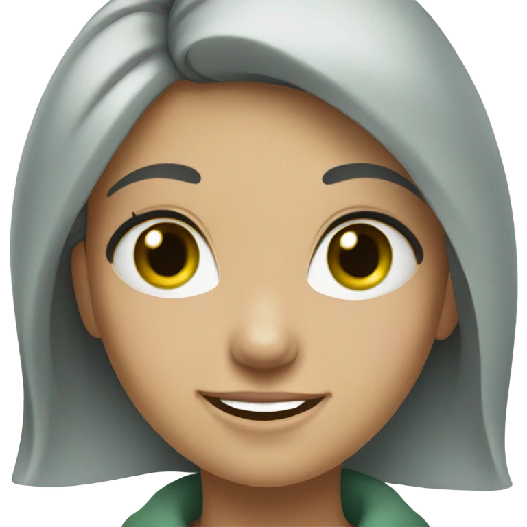 smiling girl with green eyes grey hair emoji