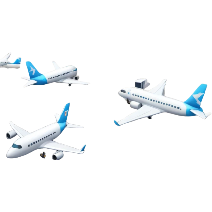 A 3D cartoon airport terminal building with glass windows and airplanes nearby, clean lighting, Memoji-style rendering. emoji
