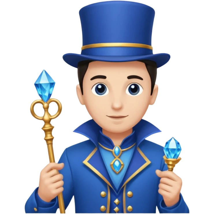 blue colored magician with zepter and blue gem on it emoji