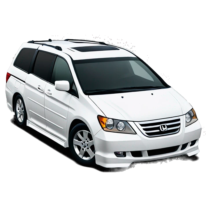 White 2006 JDM Honda Odyssey RB2, right-hand drive, sleek design, narrow headlights, aerodynamic grille, and sporty look emoji