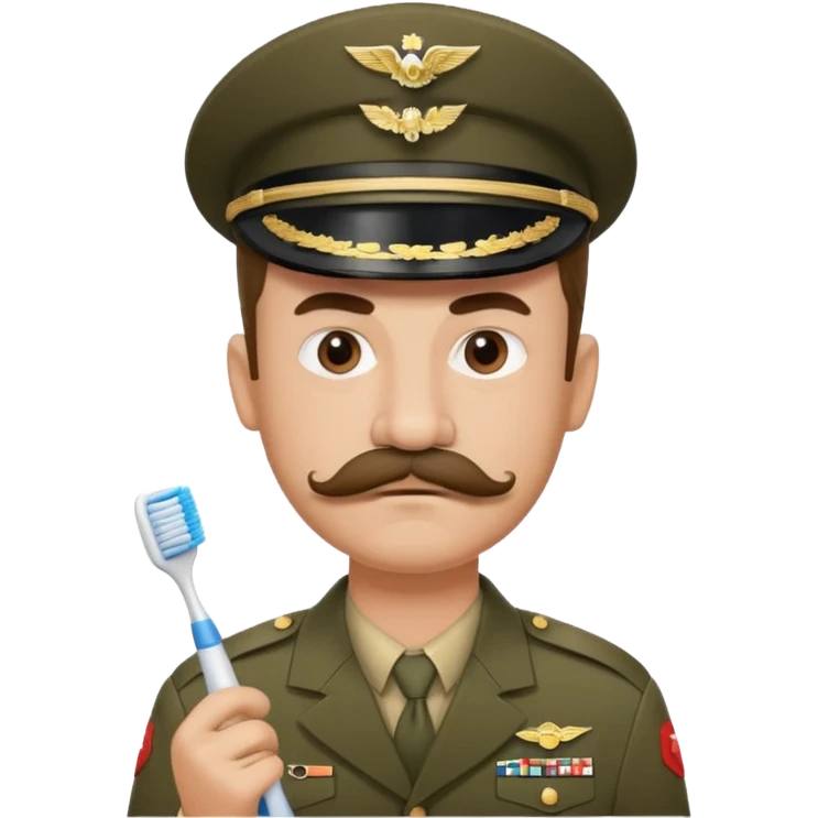 Hitler emoji in military dress and toothbrush mustache  emoji