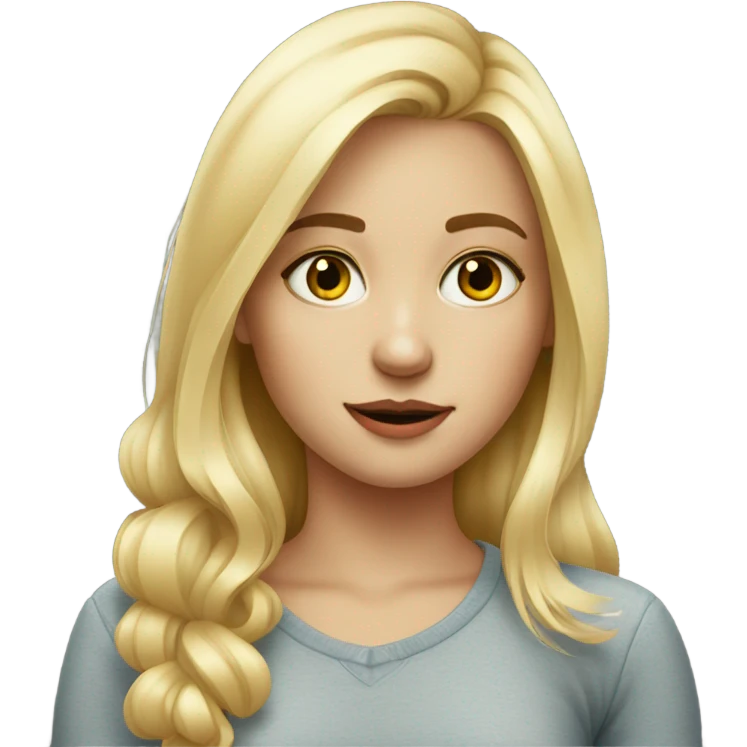 blonde girl portrait with phone. Without red dot  emoji
