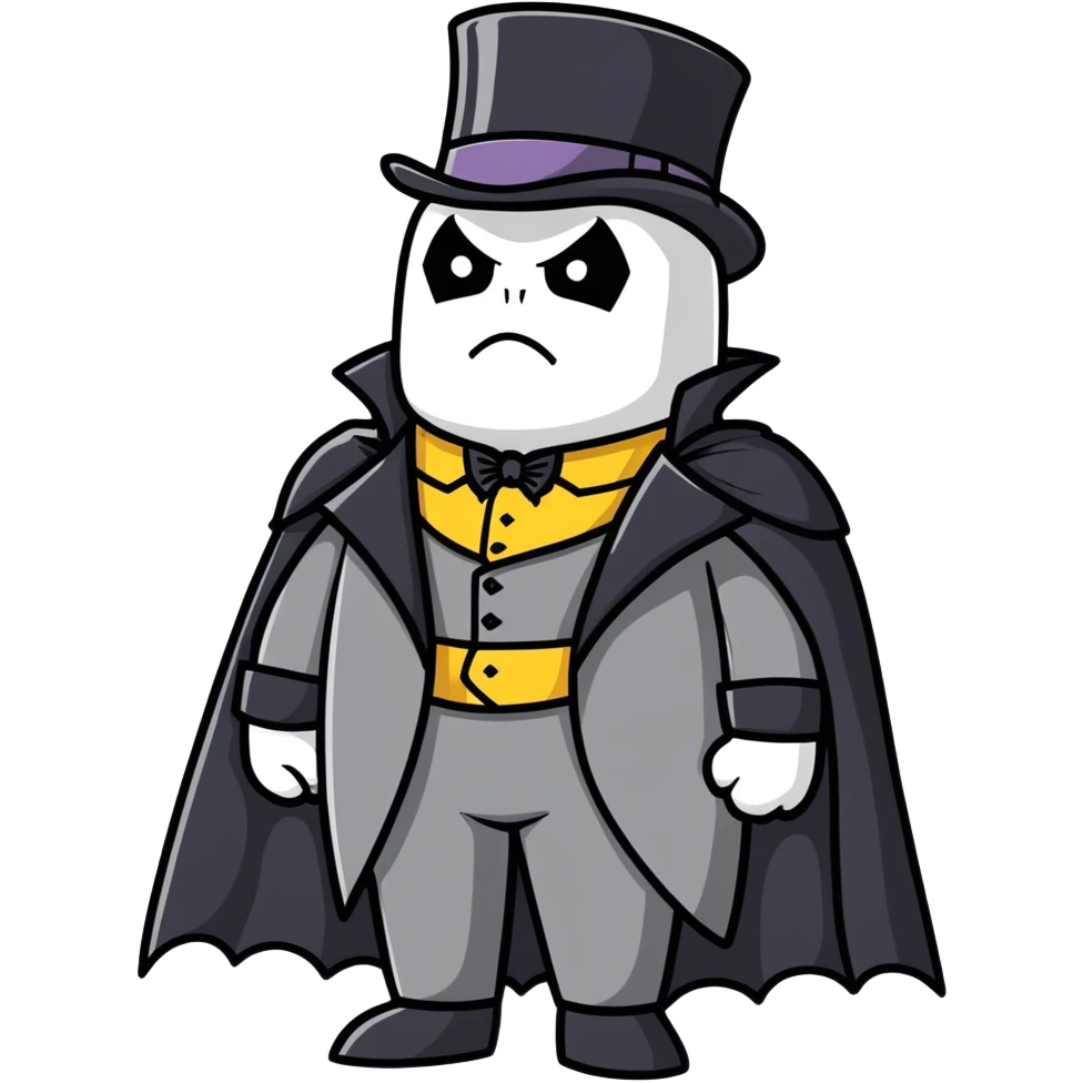 Batman wearing Victorian era clothes with top hat and coat emoji