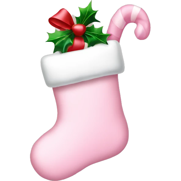  light pink Christmas stocking with bow emoji