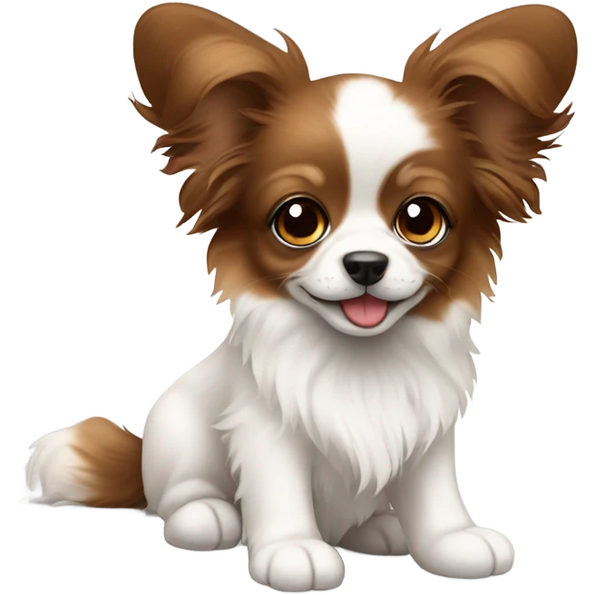 Cute papillon puppy brown and white phalene emoji