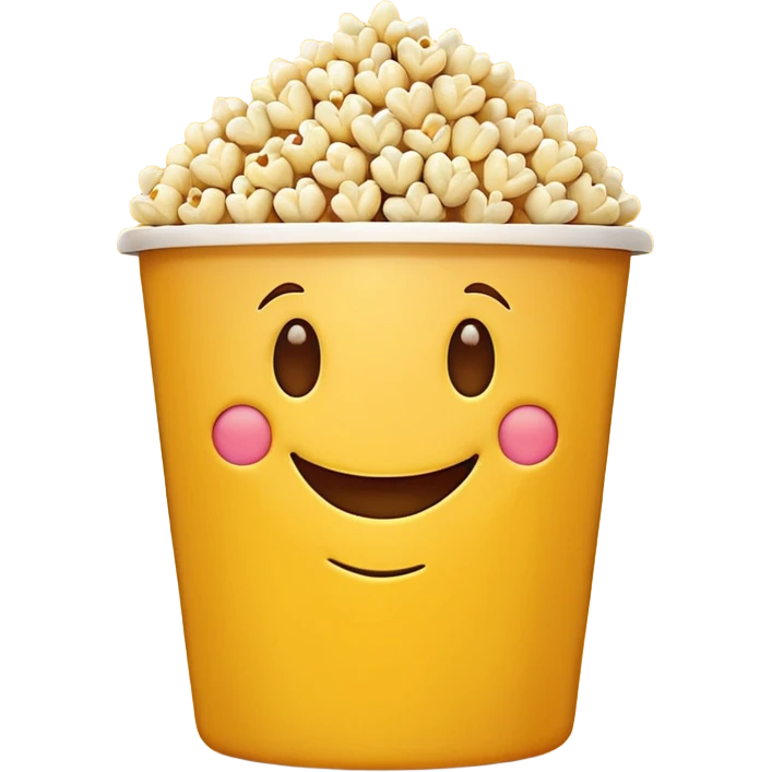 Smiling Emoji 😋 with 👀 for eyes with popcorn 🍿in front  emoji