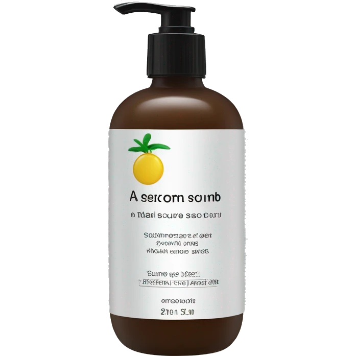 bottle of scalp scrub with label emoji