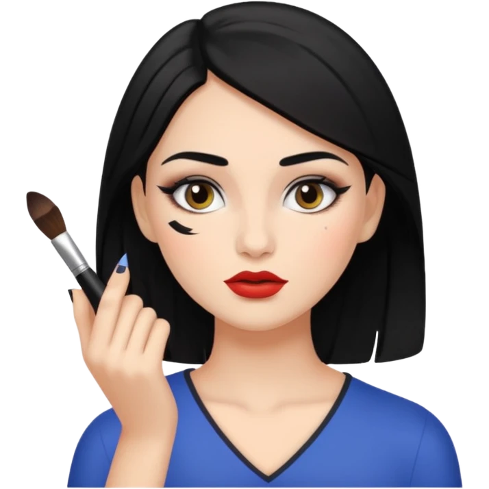 메이크업 받고 있는 검정색 머리의 여성 emoji