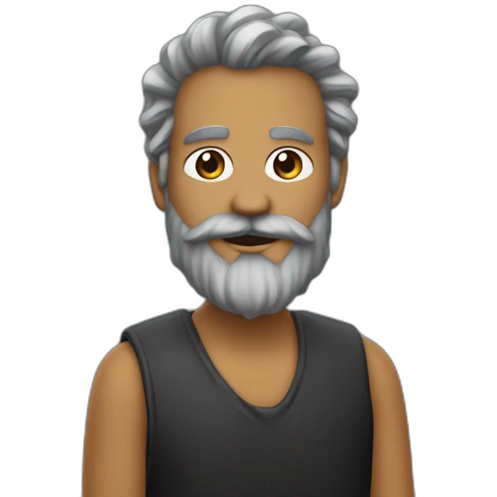 barbe poivre et sel cheveux noirs emoji