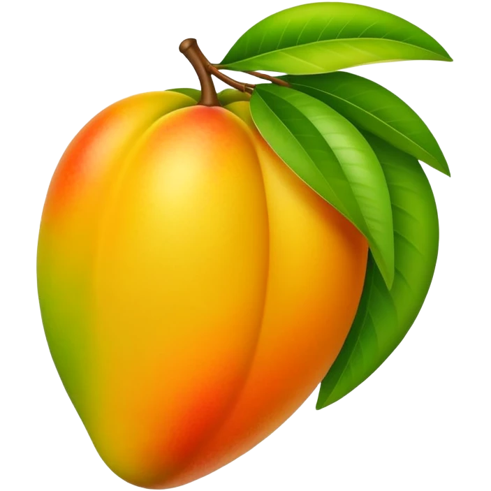 Green, yellow, and orange mango emoji