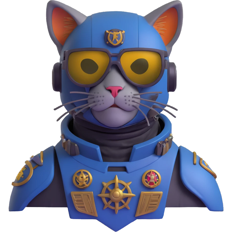 cat with sunglasses, Warhammer 40,000 style power armor emoji