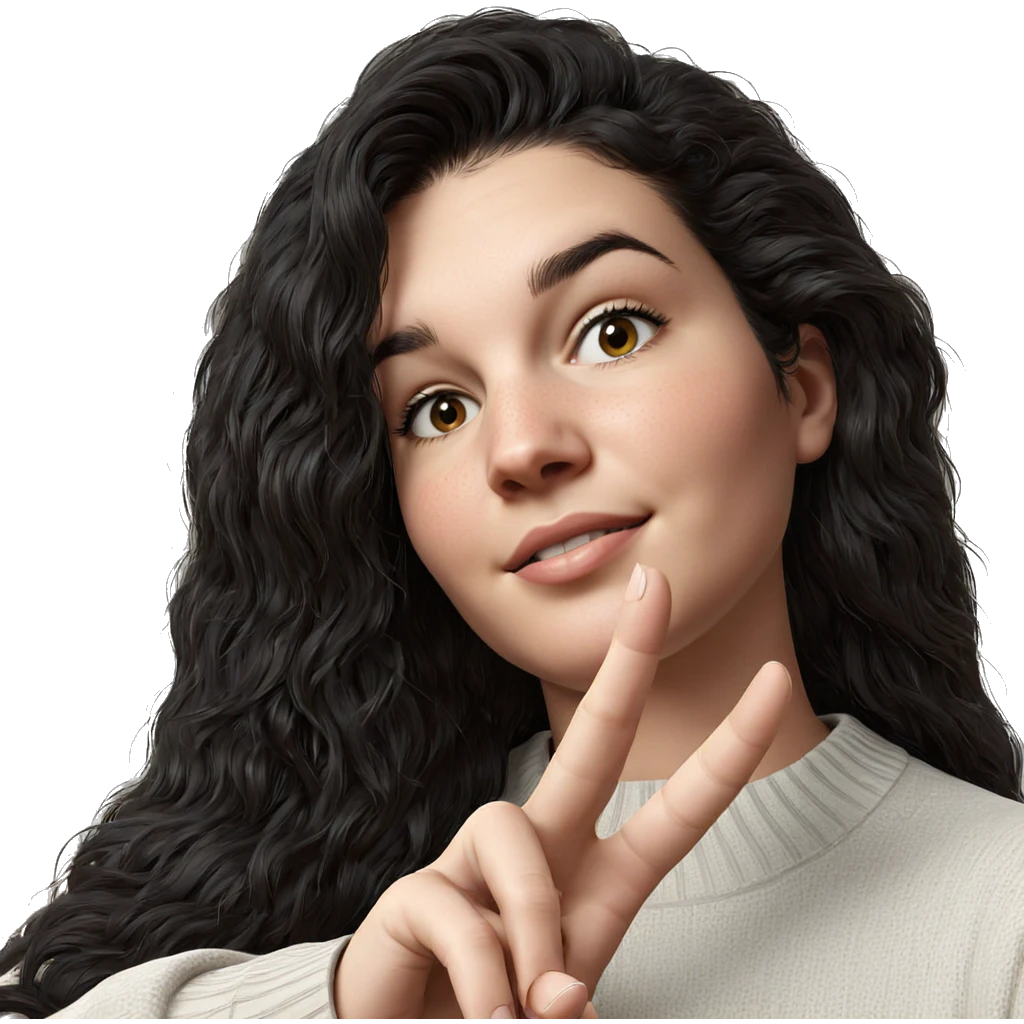 black haired girl in sweater emoji