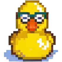 Rubber duck wearing tiny glasses emoji