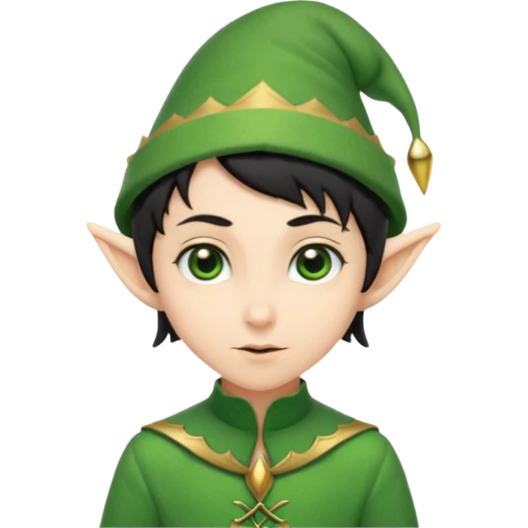 elf with short black hair and green hat emoji