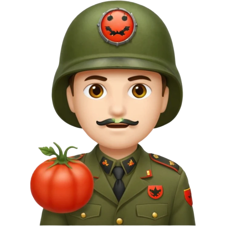Eine Tomate mit Gesicht als Panzerkomandant emoji