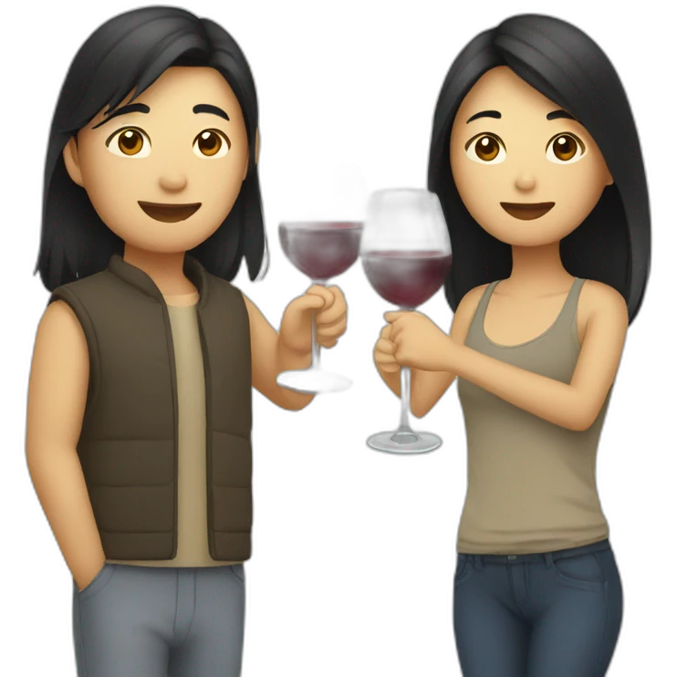 asian couple drinking wine emoji