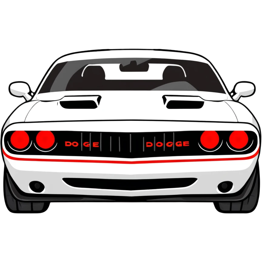 black Dodge Challenger with red front lights emoji