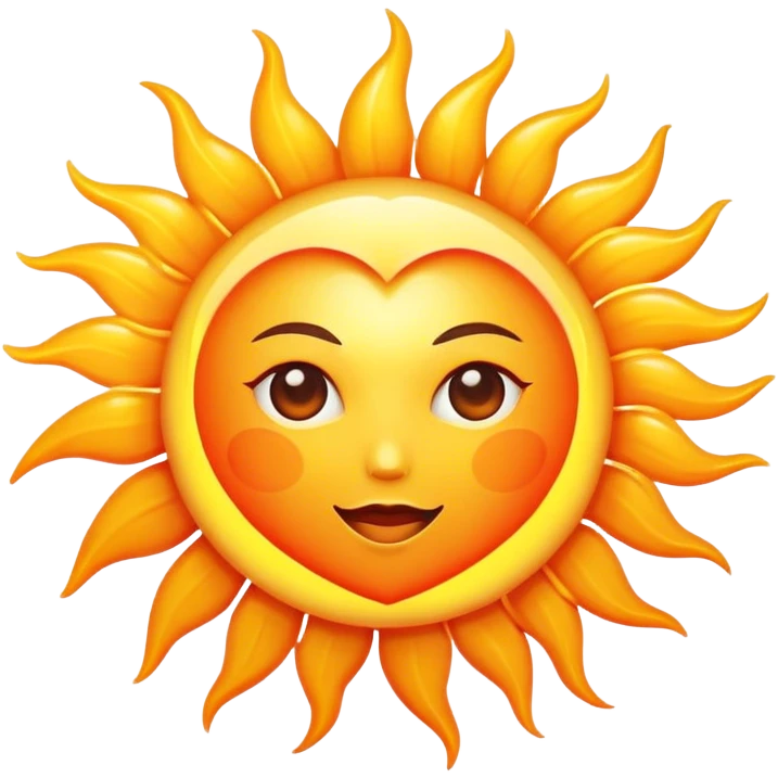 Heart shaped sun closeup emoji