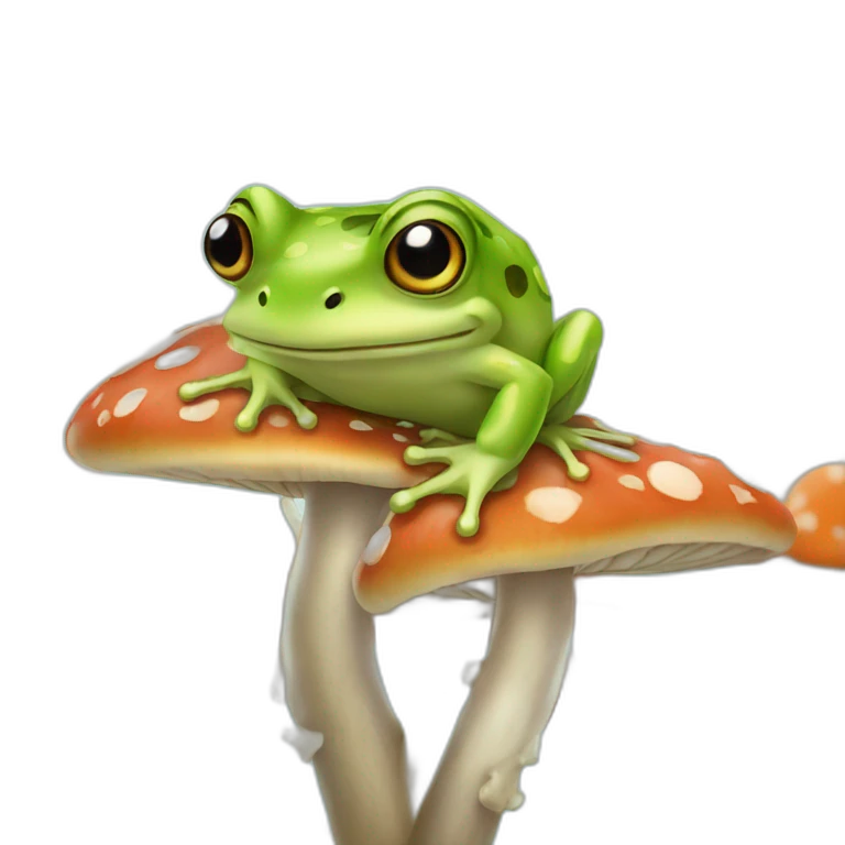 Frog on mushroom emoji