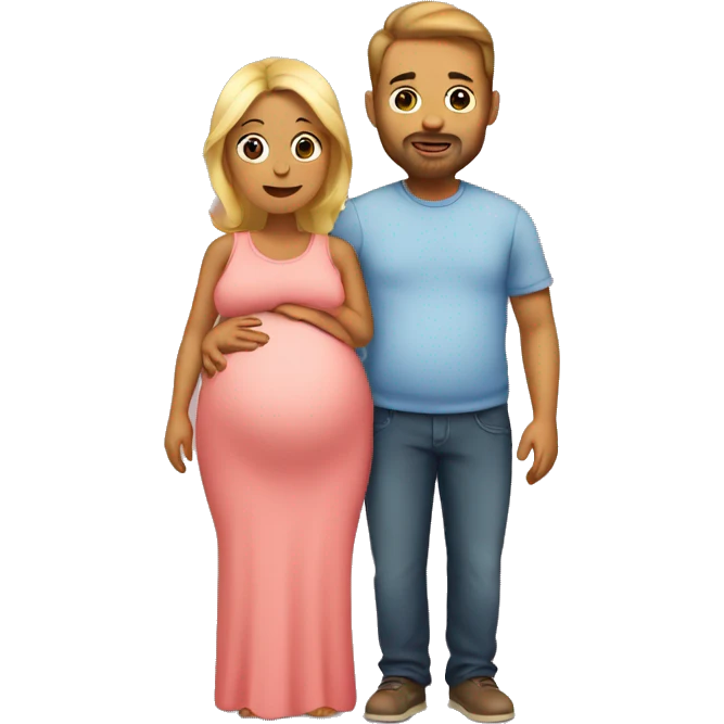 A pregnant woman with her husband  emoji