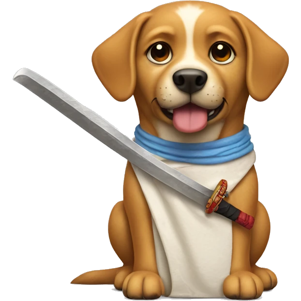 dog holding a katana with a burrito in the paw emoji