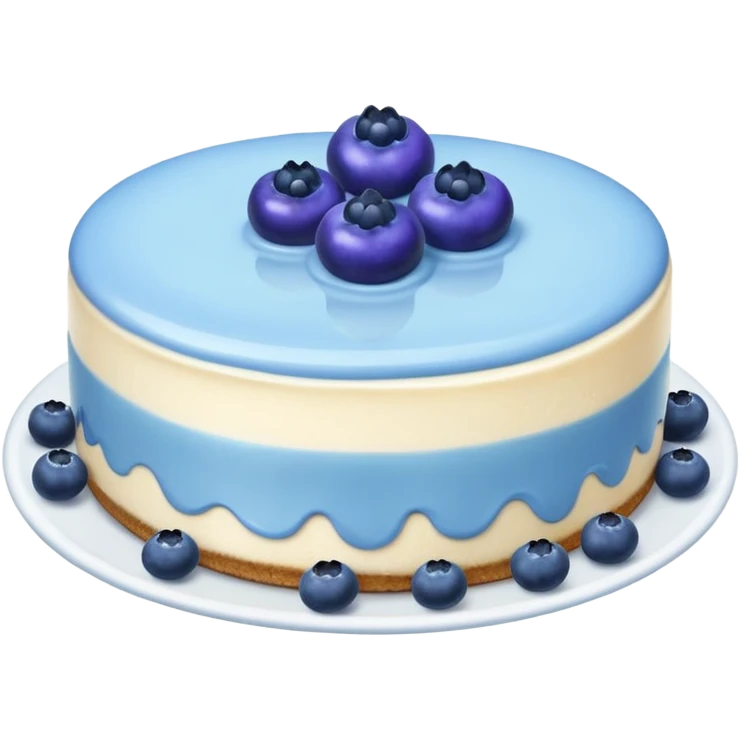 Cheesecake with blue cream on top and blueberries emoji