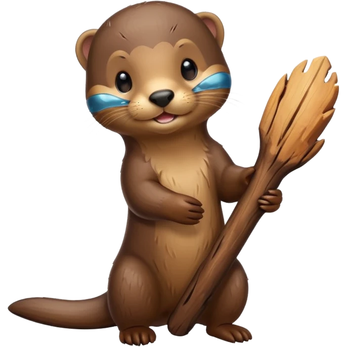 baby River otter with wood in hand  emoji