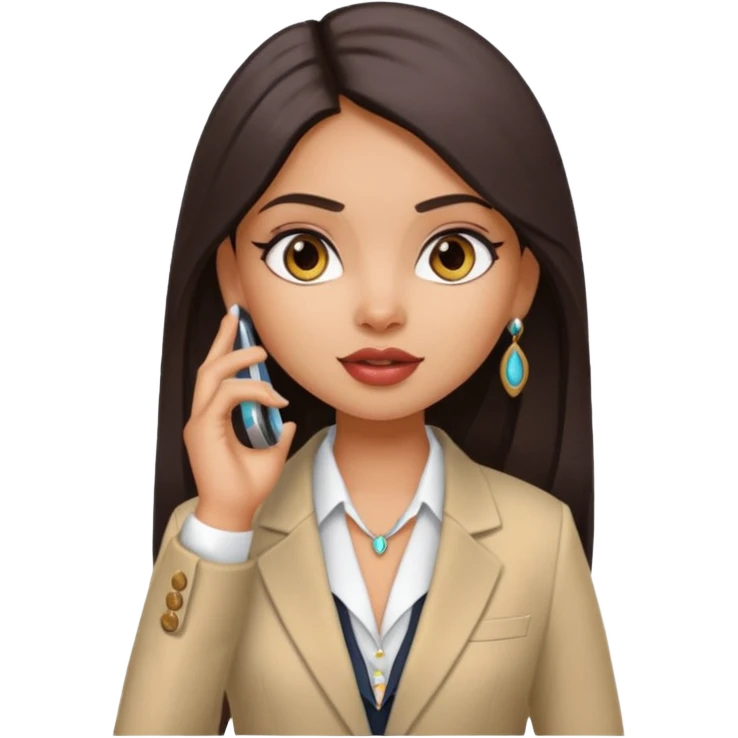 a pretty bratz fair indian girl talking on call, wearing a blazer emoji