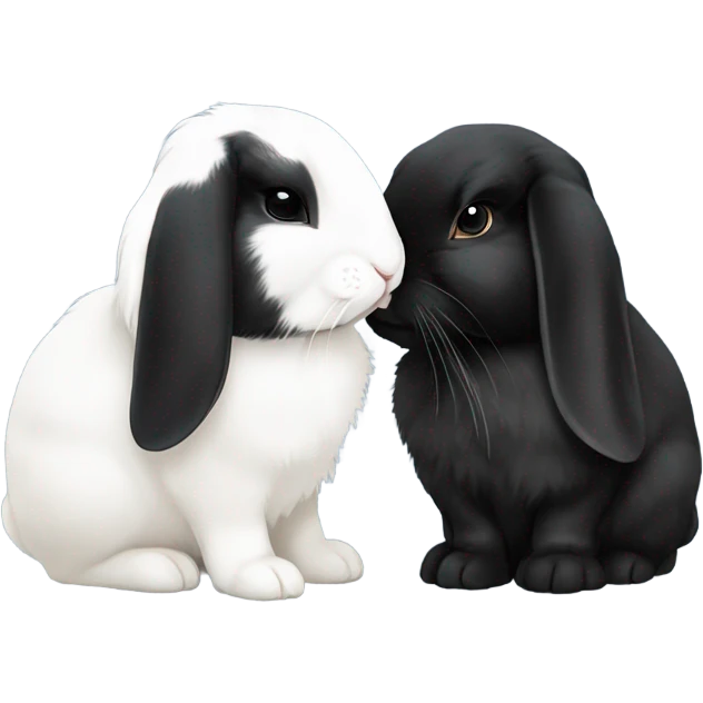 white lop eared bunny kissing black lop eared bunny emoji