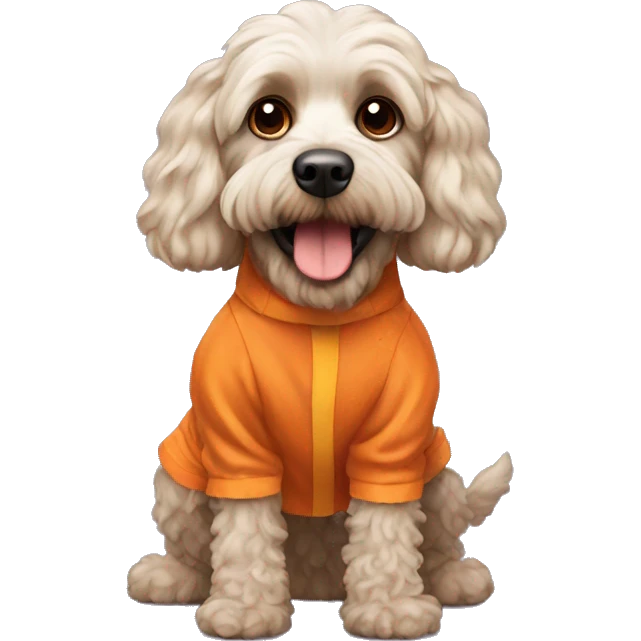 Cockapoo wearing a Halloween costume  emoji