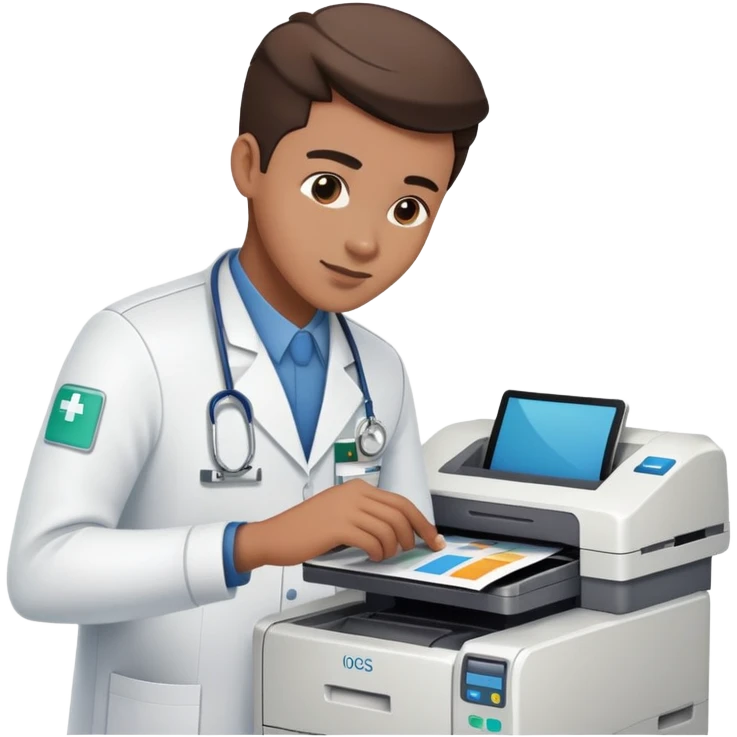 IT technician fixing a printer in hospital emoji