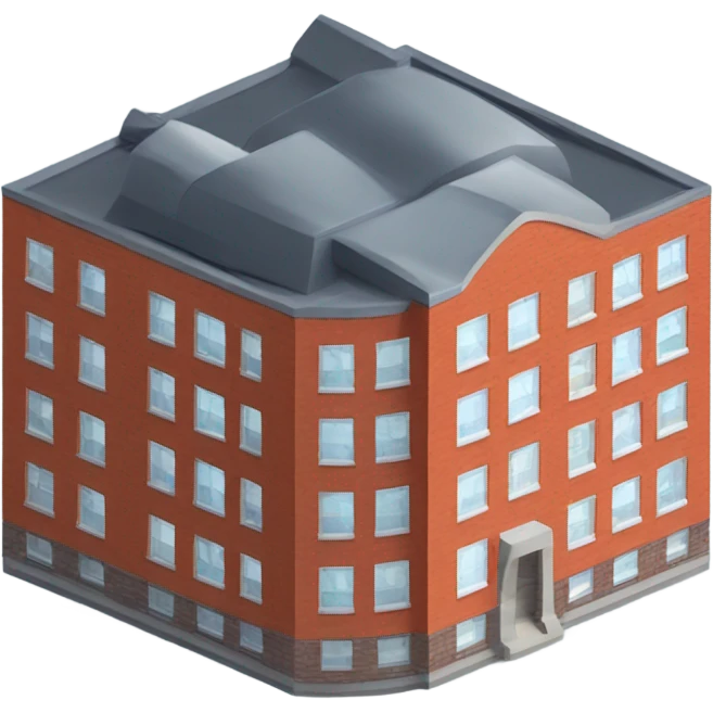 isometric round redbrick modern 1 floor building emoji