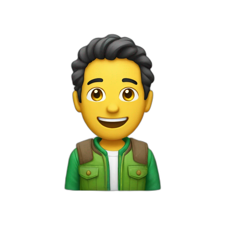 Chico con chaqueta verde sonriendo  emoji