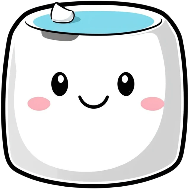 cartoon sticker of a marshmallow with a happy face emoji