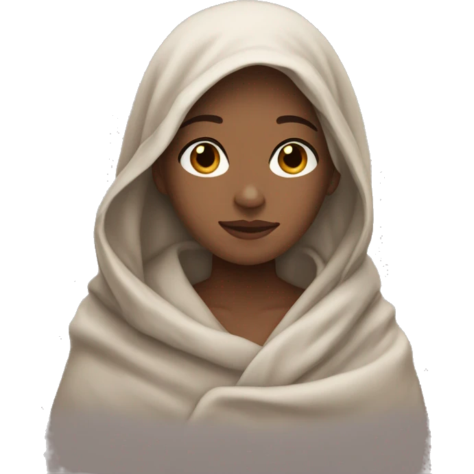 White girl shoulder length brown hair eyes shut wrapped in blanket  emoji