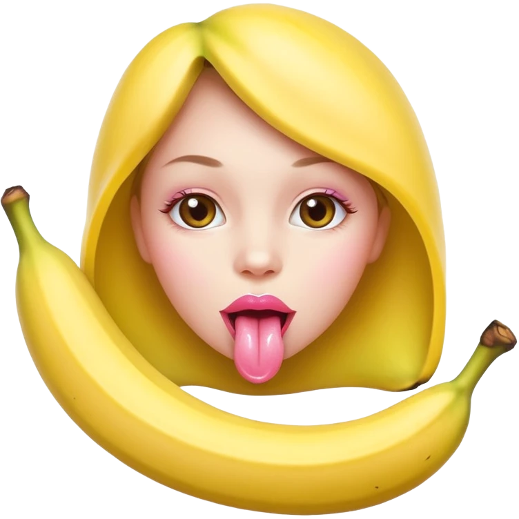une bouche féminine qui lèche une banane emoji