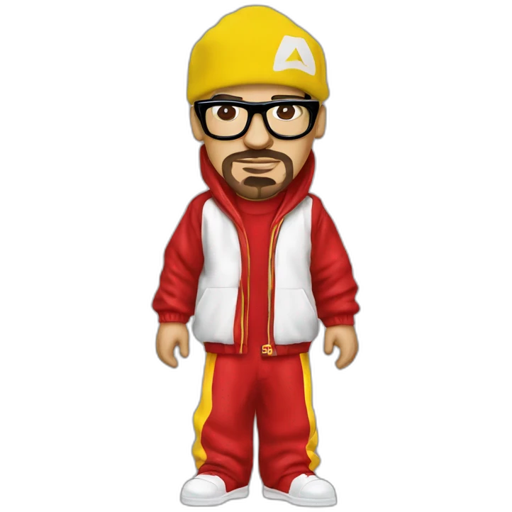 Ali G wearing red acrylic clothes emoji