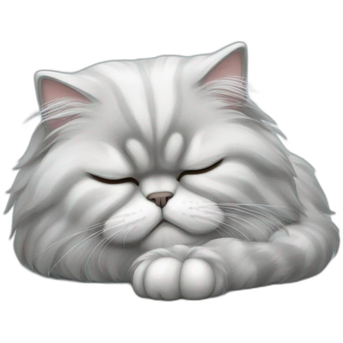 silver persian cat asleep emoji