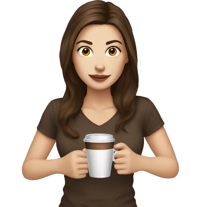 White girl brunette hair with coffee emoji
