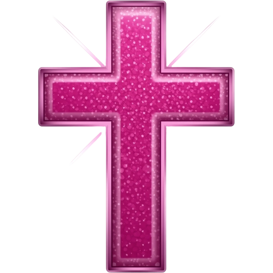 cruz sagrada cor deep pink com brilho emoji