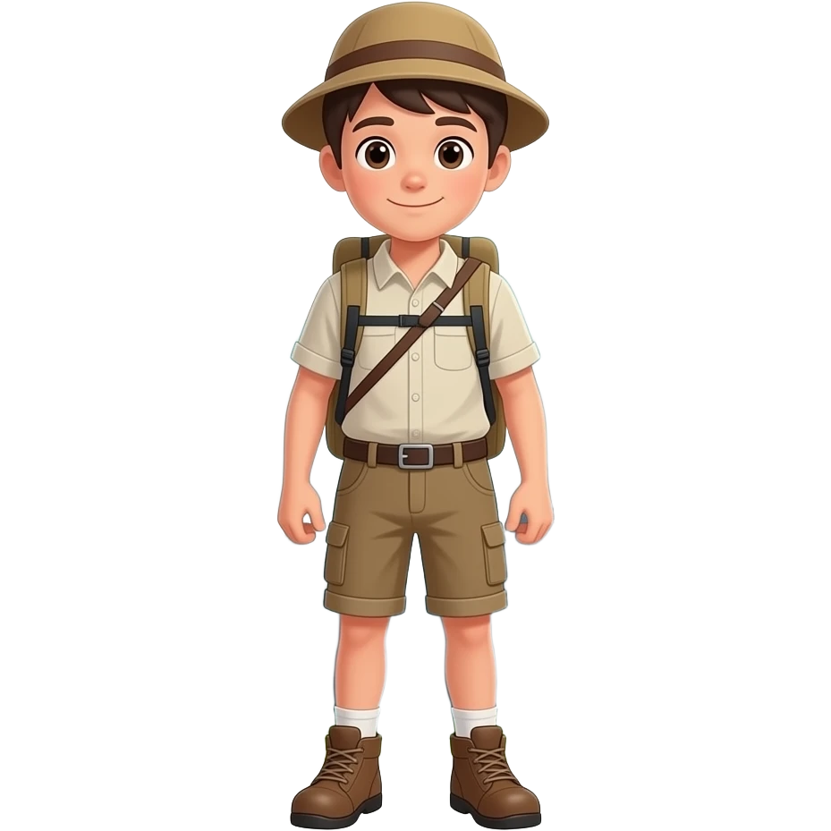 chico 25 años aventurero cuerpo entero montaña emoji