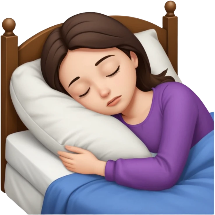 generate a girl brunette sleeping in bed. she looks sad emoji