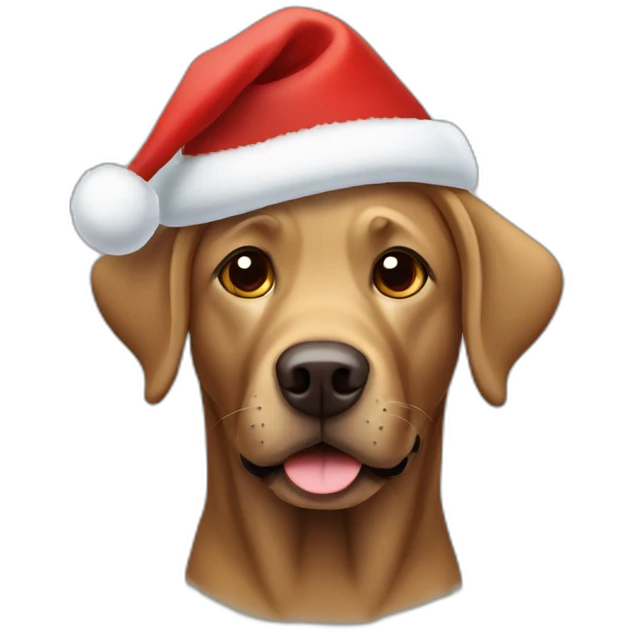 Brown labrador with Christmas hat emoji