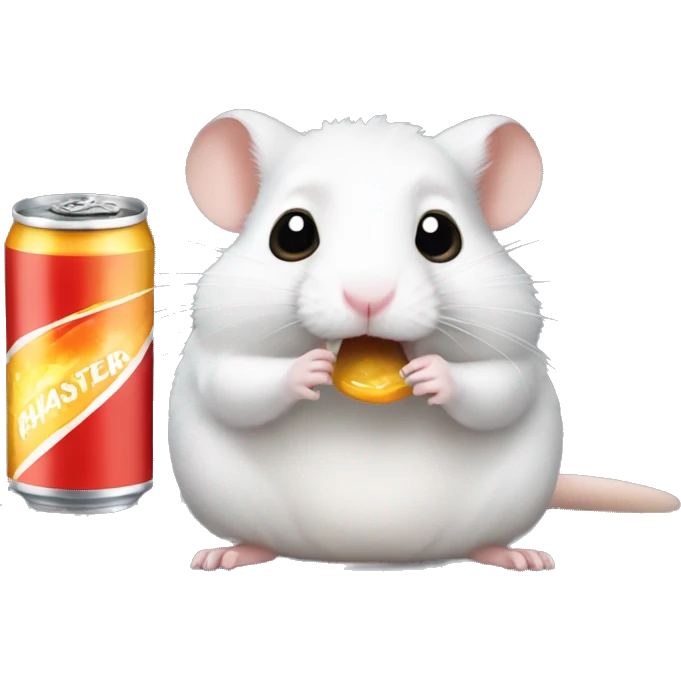 hamster with big eyes drinking energy drink emoji