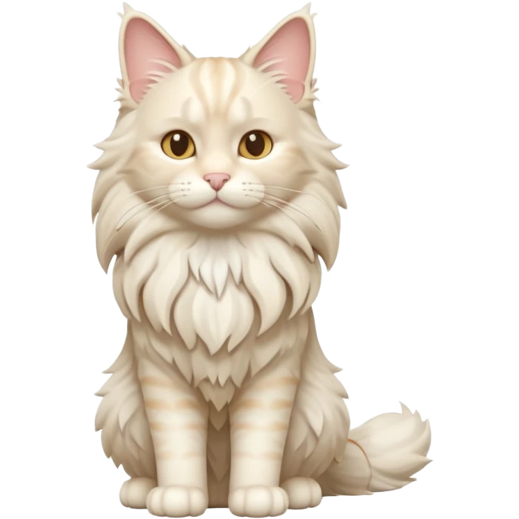 A 3D cartoon cream-white Maine Coon cat with thick fluffy fur, elegant posture, warm soft shadows, Memoji-style cinematic detail. full body or half body. emoji