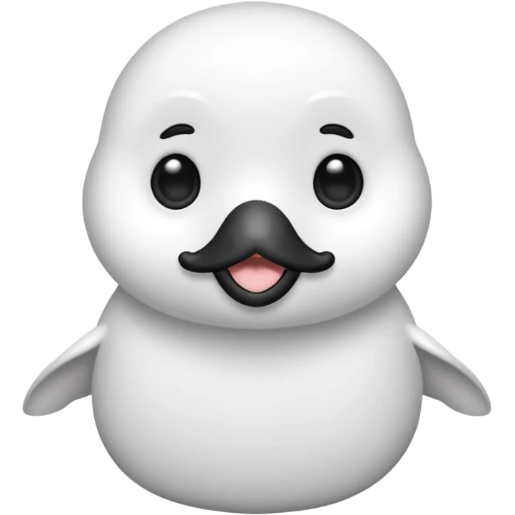 Crea una cría de foca arpa (conocida como whitecoat) descansando sobre el hielo.Es prácticamente una esfera perfecta de pelaje blanco y esponjoso.Tiene ojos oscuros, una nariz negra pequeña y bigotes largos que resaltan sobre su cara clara emoji