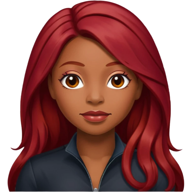 LaTavia Robeson with long dark red hair emoji